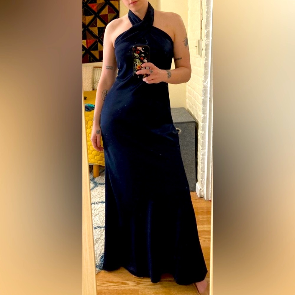 BHLDN Satin Charmeuse Navy Bridesmaid Dress